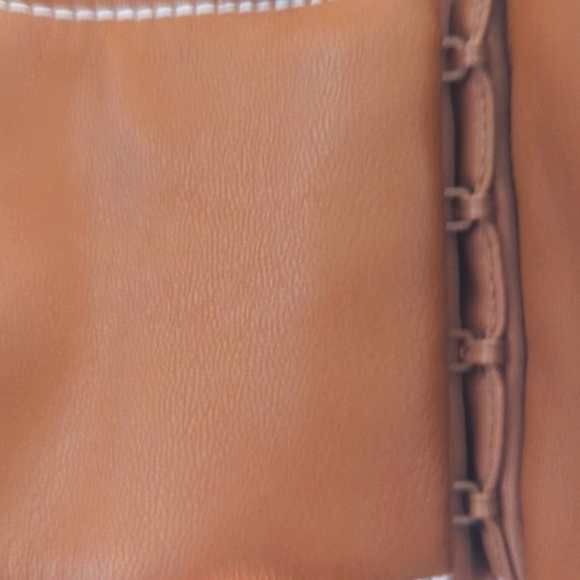 STAUD Bomber Vegan Leather Bralette Top in Whiskey - Picture 13 of 16